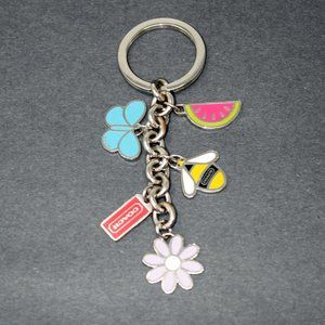 Coach Enamel Keychain Purse Fob  Flowers Bee